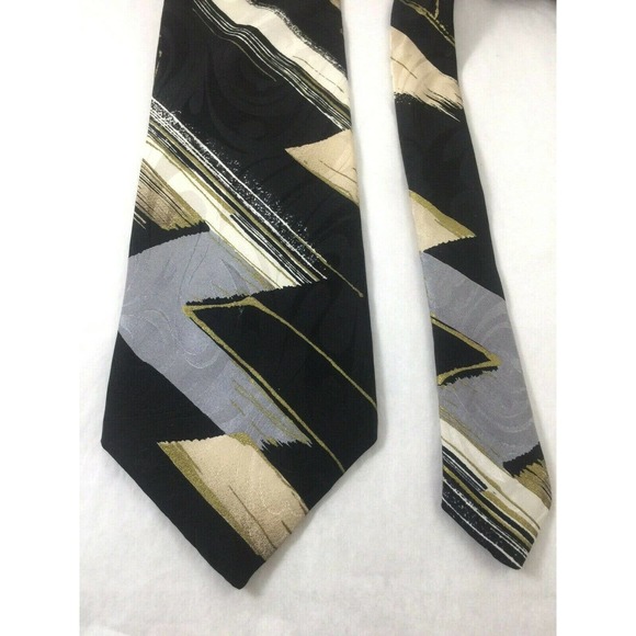 Givenchy Monsieur Black Gray Beige Stripe Necktie - Picture 6 of 6